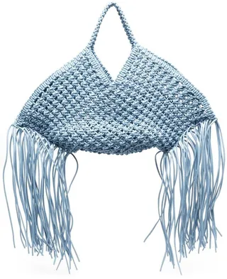 small Woven Basket leather tote bag