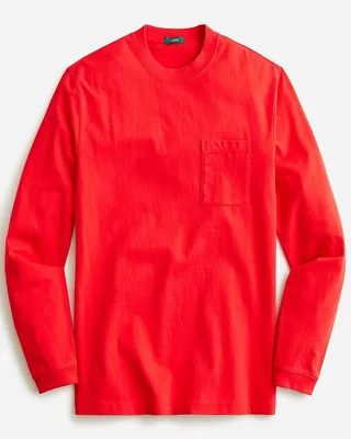 Relaxed long-sleeve premium-weight cotton pocket T-shirt
