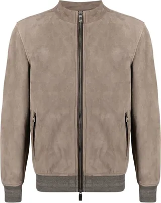 Zip-Up Long-Sleeve Bomber Jacket