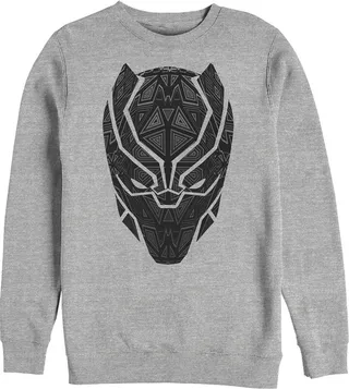 Men's Marvel Black Panther Ornate Mask Sweatshirt - Athletic Heather - 2X Large