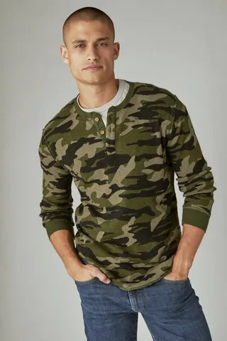 Garment Dye Thermal Camo Henley