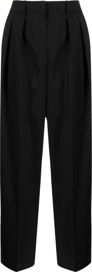 Straight-Leg Pleated Trousers