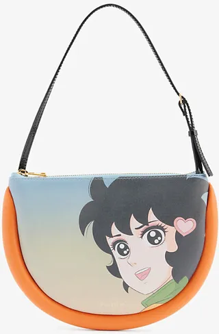 Womens Bright Orange x Run Hany Moon Leather Shoulder bag