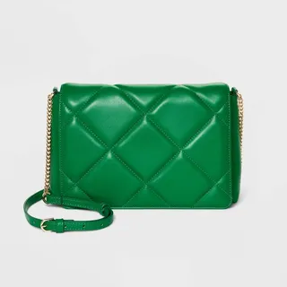 Square Woven Crossbody Bag - A New Day™ Dark Green