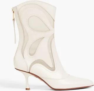 Mesh and leather ankle boots