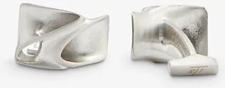 Mens Silver Colour Tyne Palladium-plated Stainless Steel Cufflinks