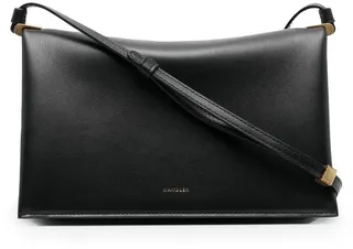 Engraved-Logo Leather Shoulder Bag