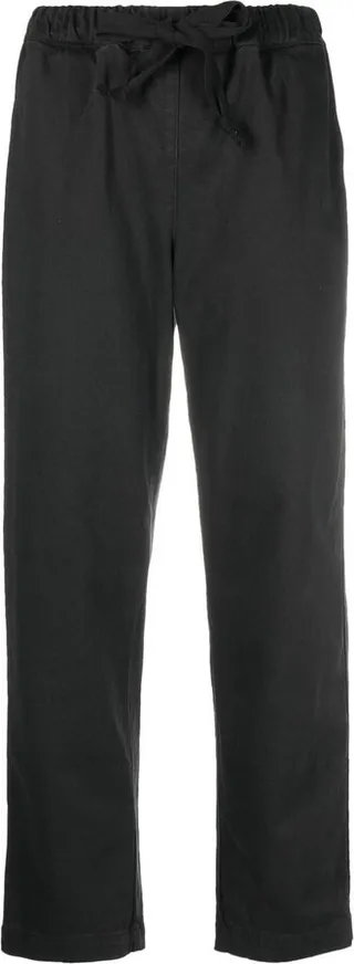 Drawstring Cotton-Blend Straight Trousers