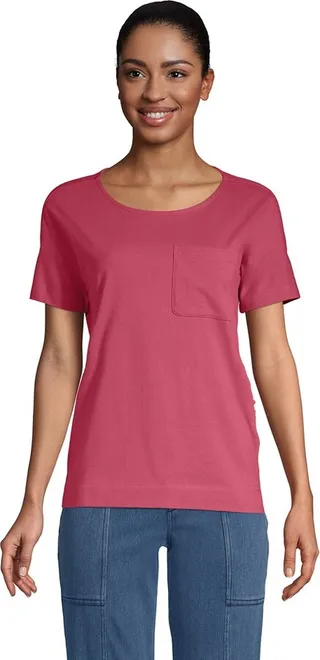 Lands' End Women's Short Sleeve Super T Pocket Tee Shirt - X-Small - Dogwood Blossom