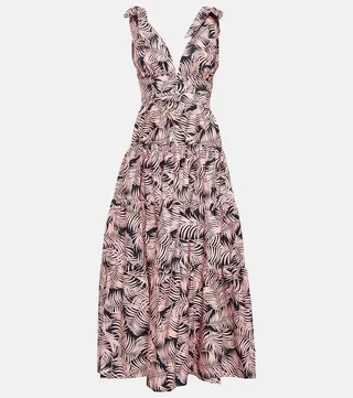 Tiered cotton-blend midi dress