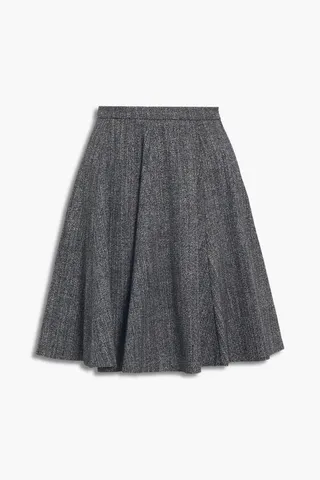 Flared mélange woven mini skirt