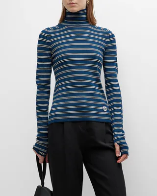 Dolcevita Livigno Stripe High-Neck Wool Top