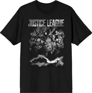 Justice League Mve Super Humans Super Heroes Men’s Black T-Shirt-Large