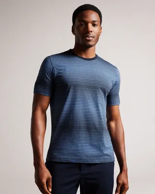 Regular Fit Geometric T-Shirt in Dark Blue