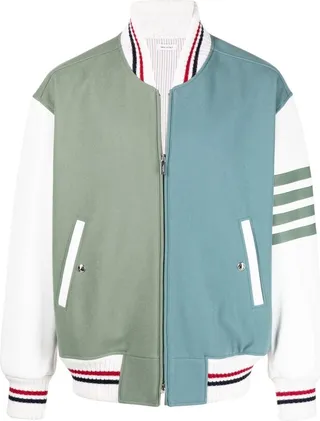 Colour-Block Wool Bomber Jacket