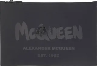 Alexander McQueen Logo Printed Zipped Clutch Bag