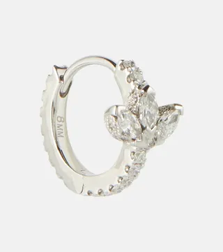 Diamond Lotus 8mm 18kt white gold single earring with diamonds