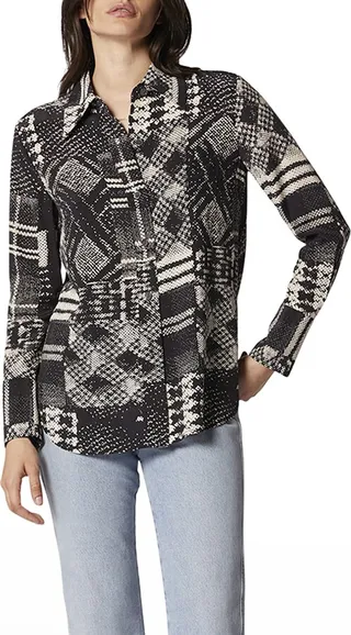 Quinne Patchwork-Print Button-Down Shirt