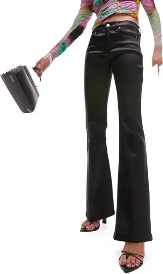 Coated Bootcut Jeans