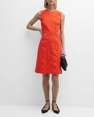 Abstract Jacquard Sleeveless Sheath Dress