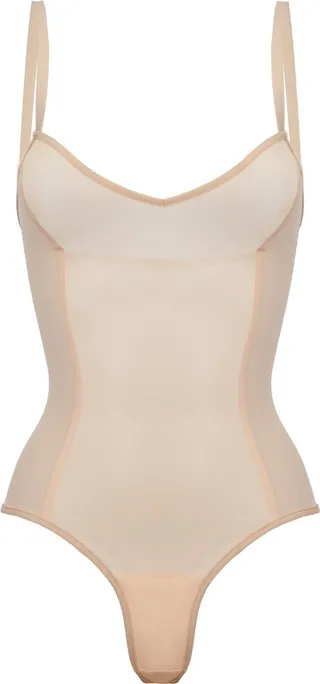 ITEM m6 - All Mesh Shape Brief Bodysuit - Apricot