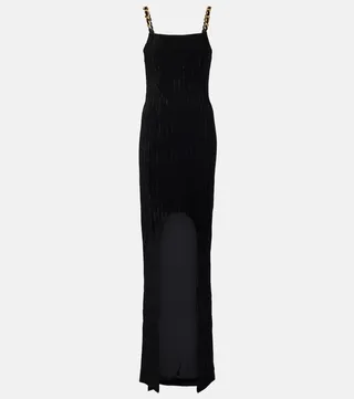 Embellished velvet maxi dress