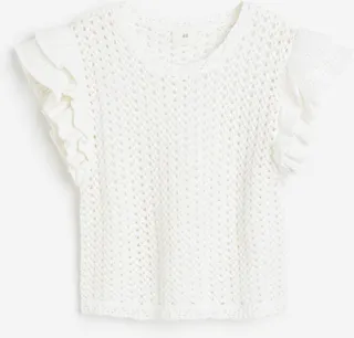 Pointelle-knit Top
