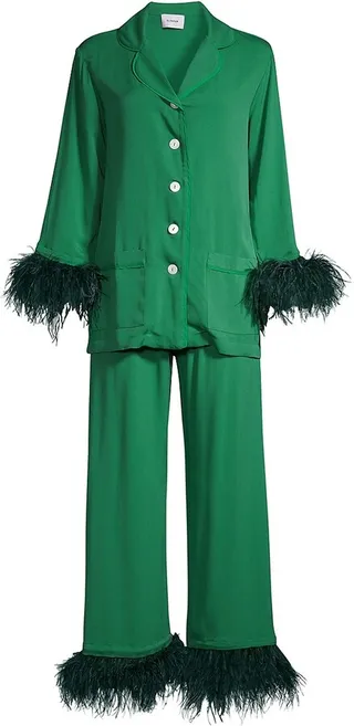 Party Feather-Embellished Pajama Set
