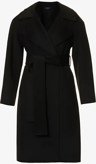Womens Black Walmer Double-faced Wool and Cashmere-blend Coat