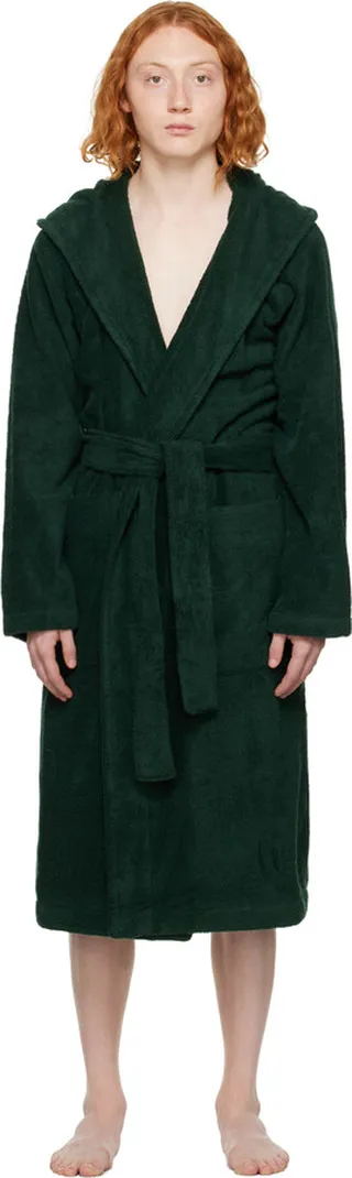 Tekla Green Oversized Hooded Bathrobe