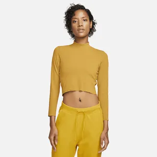 Women's Nike Yoga Dri-FIT Luxe Long Sleeve Crop Top in Brown