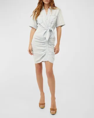 Hensley Gathered Mini Shirtdress
