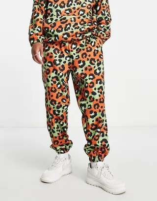 ASOS DESIGN oversized sweatpants in all over animal print - part of a set