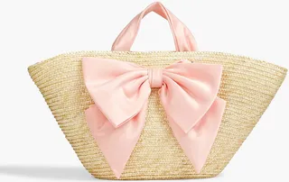 Carlotta bow-embellished straw tote