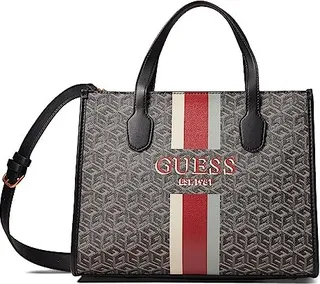 GUESS Silvana Small Tote (Charcoal Logo) Handbags