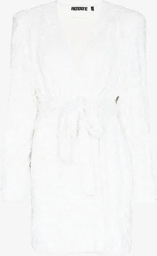 White Samantha Sequin Wrap Dress