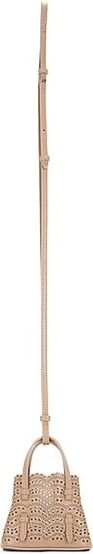 ALAÏA Mini Mina Shoulder Bag in Nude