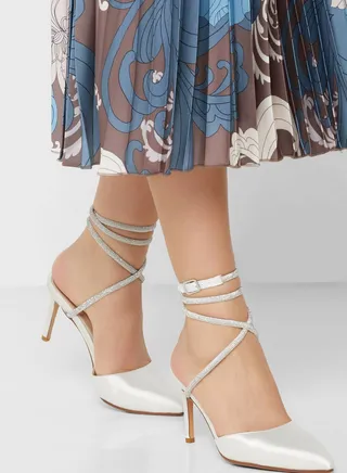 Diamante Ankle Strap Pointed Pump