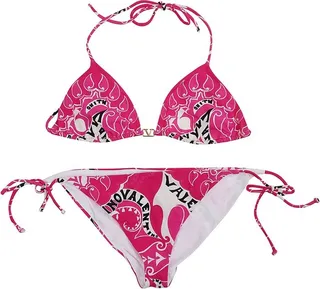 Valentino Archive Manifesto All-Over Printed Bikini Set