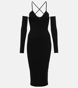 Ribbed-knit midi dress