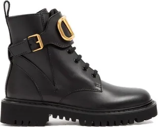 Valentino VLogo Plaque Combat Boots