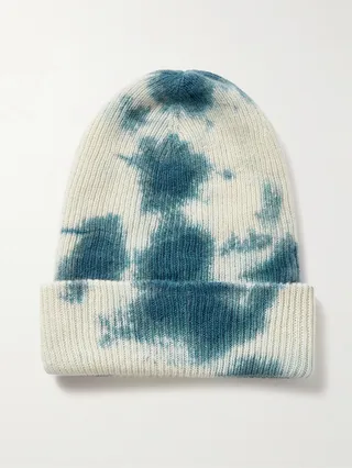 Tie-Dyed Ribbed Cashmere Beanie