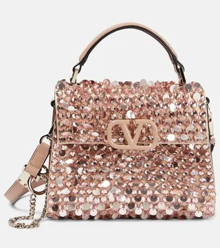 VSling Mini sequined leather tote bag