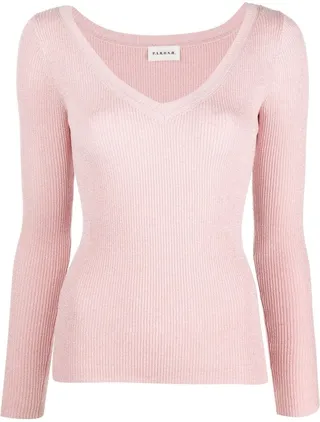 ribbed V-neck jumper
