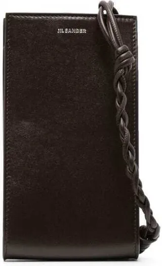 Brown Tangle Phone Case With Logo In Calf Leather Woman