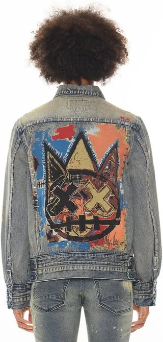 Cult of Individuality Type Iv Denim Jacket With Double Cuff And Waistband In Basq - Blue