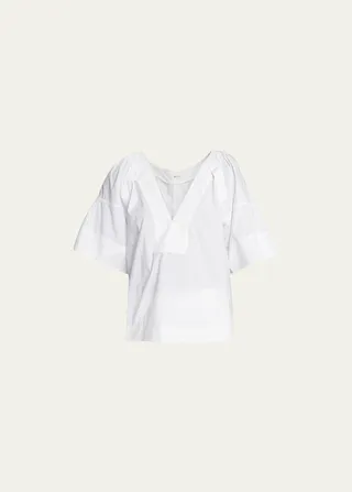 Hillary Cotton V-Neck Tunic Top