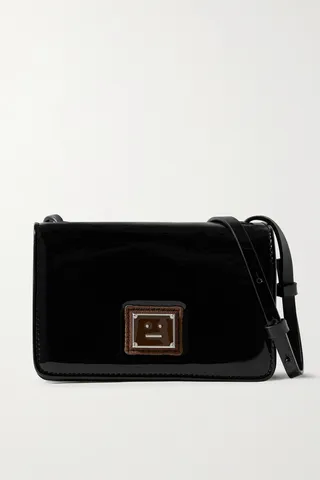 Acne Studios - Appliquéd Faux Patent-leather Shoulder Bag - Black