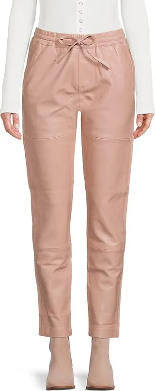 Drawstring Faux Leather Pants