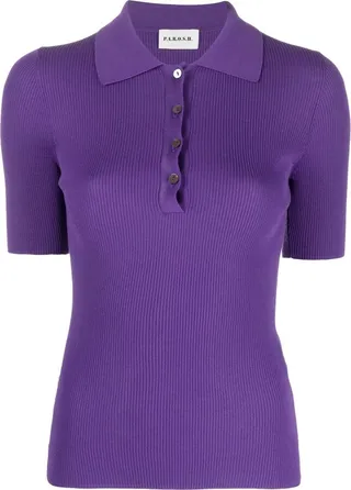 Fine-Ribbed Polo Shirt